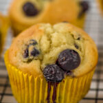 Blueberry muffins on a cooling rack